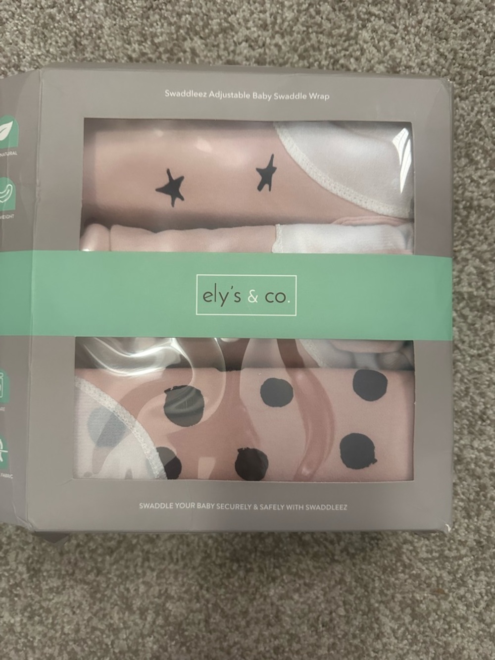 ely's & co. Baby Swaddle Wrap Set - 0-3 months - Blush Pink Dot & Star Prints